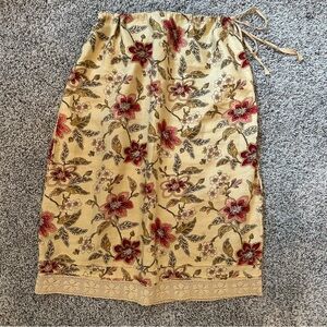 Vintage Cottagecore The Limited Floral Linen Midi Skirt